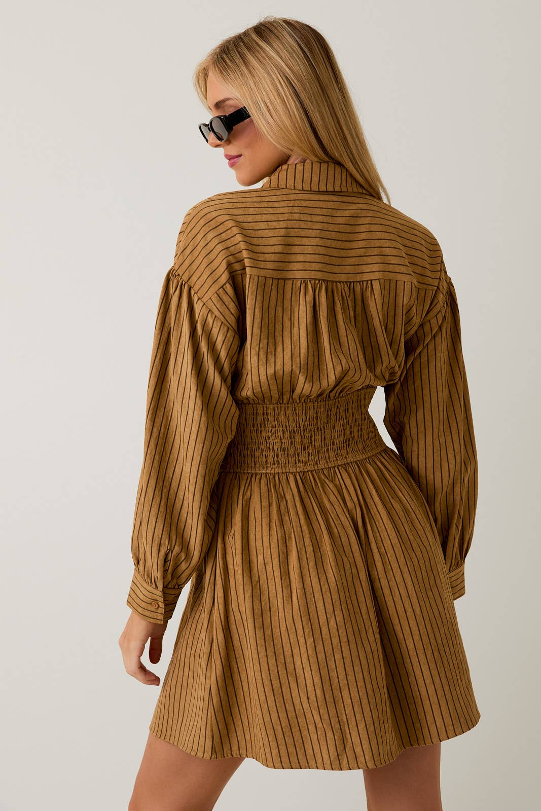 EMPIRE WAIST LONG SLEEVE FIT & FLARE MINI DRESS