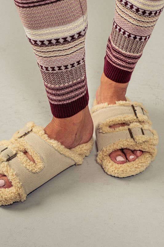 Furry and Comfy Open Toe Sandal Slipper