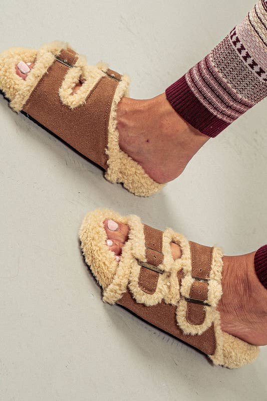 Furry and Comfy Open Toe Sandal Slipper