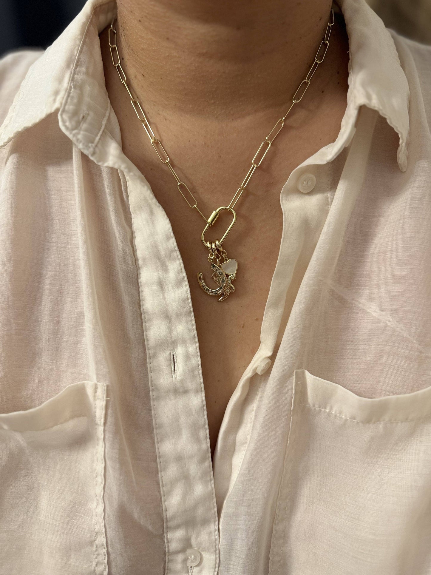 Lucky 18KT Gold Plated Pendant Necklace with Charms