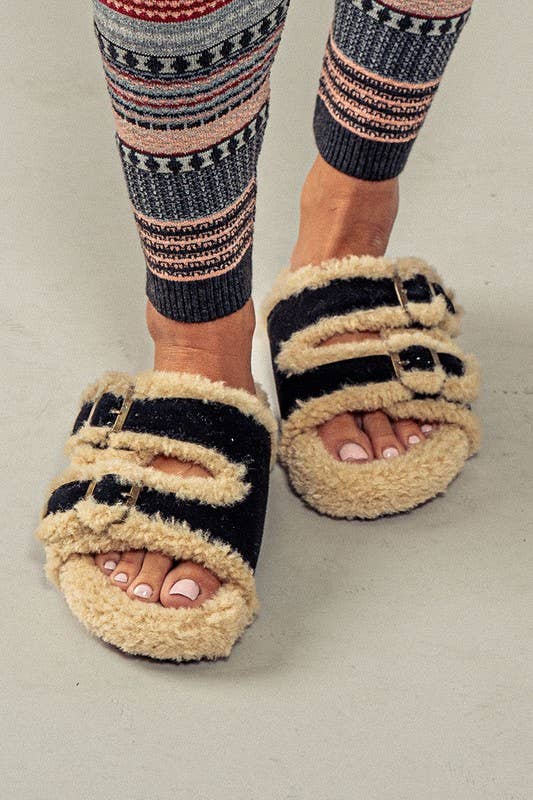 Furry and Comfy Open Toe Sandal Slipper