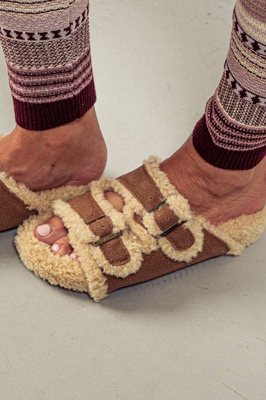 Furry and Comfy Open Toe Sandal Slipper