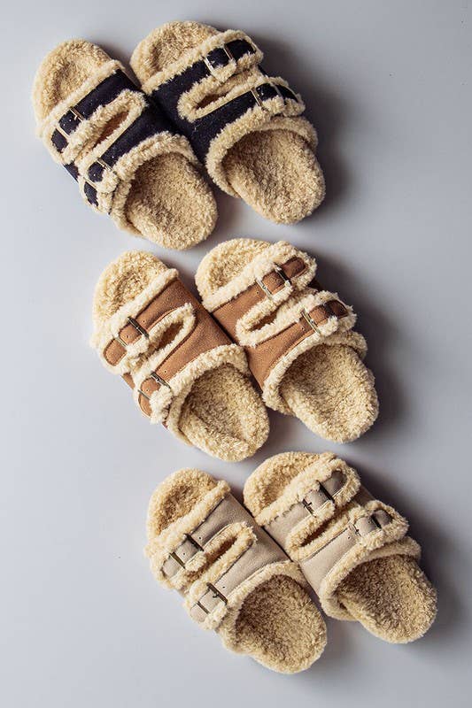 Furry and Comfy Open Toe Sandal Slipper