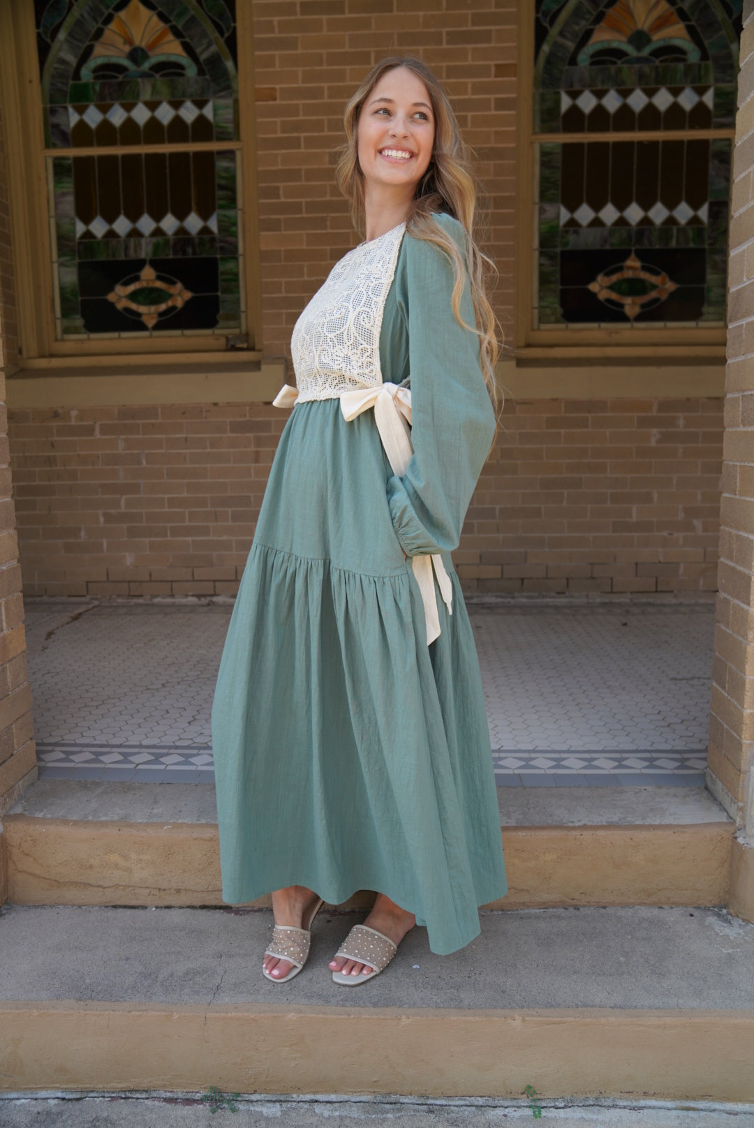 ROMANTIC WALKTHROUGH THE CITY CROCHET OVERLAY MAXI DRESS