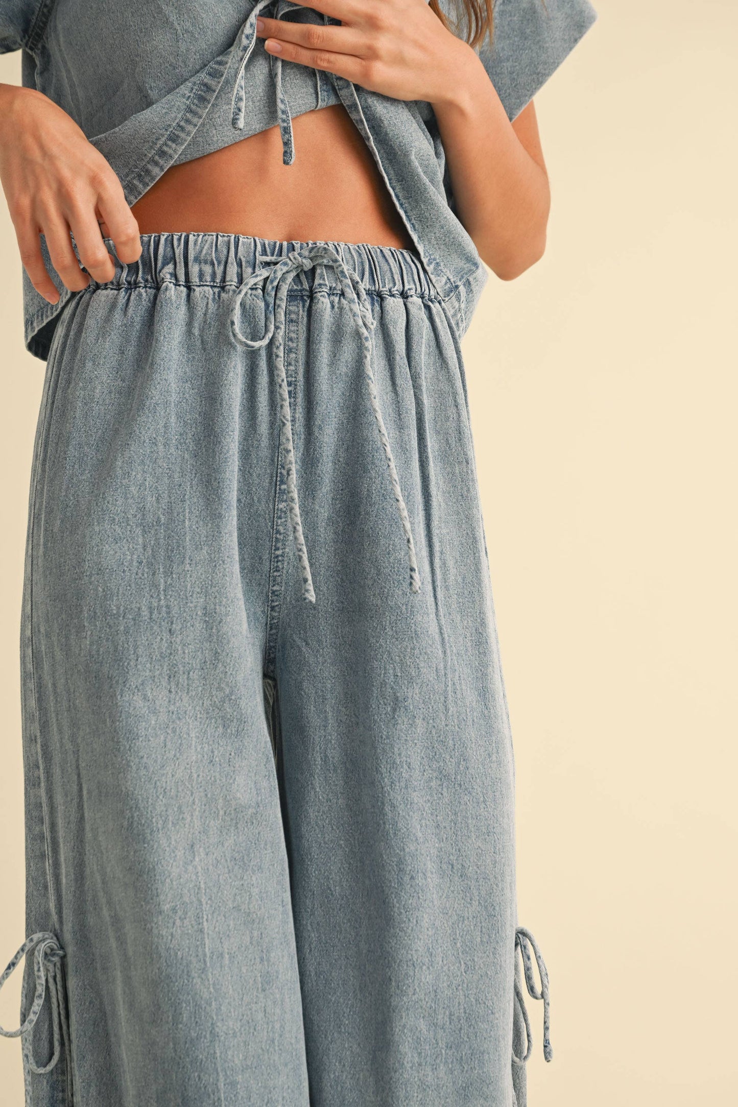 P4820ST DENIM TIED ON THE SIDE PANTS