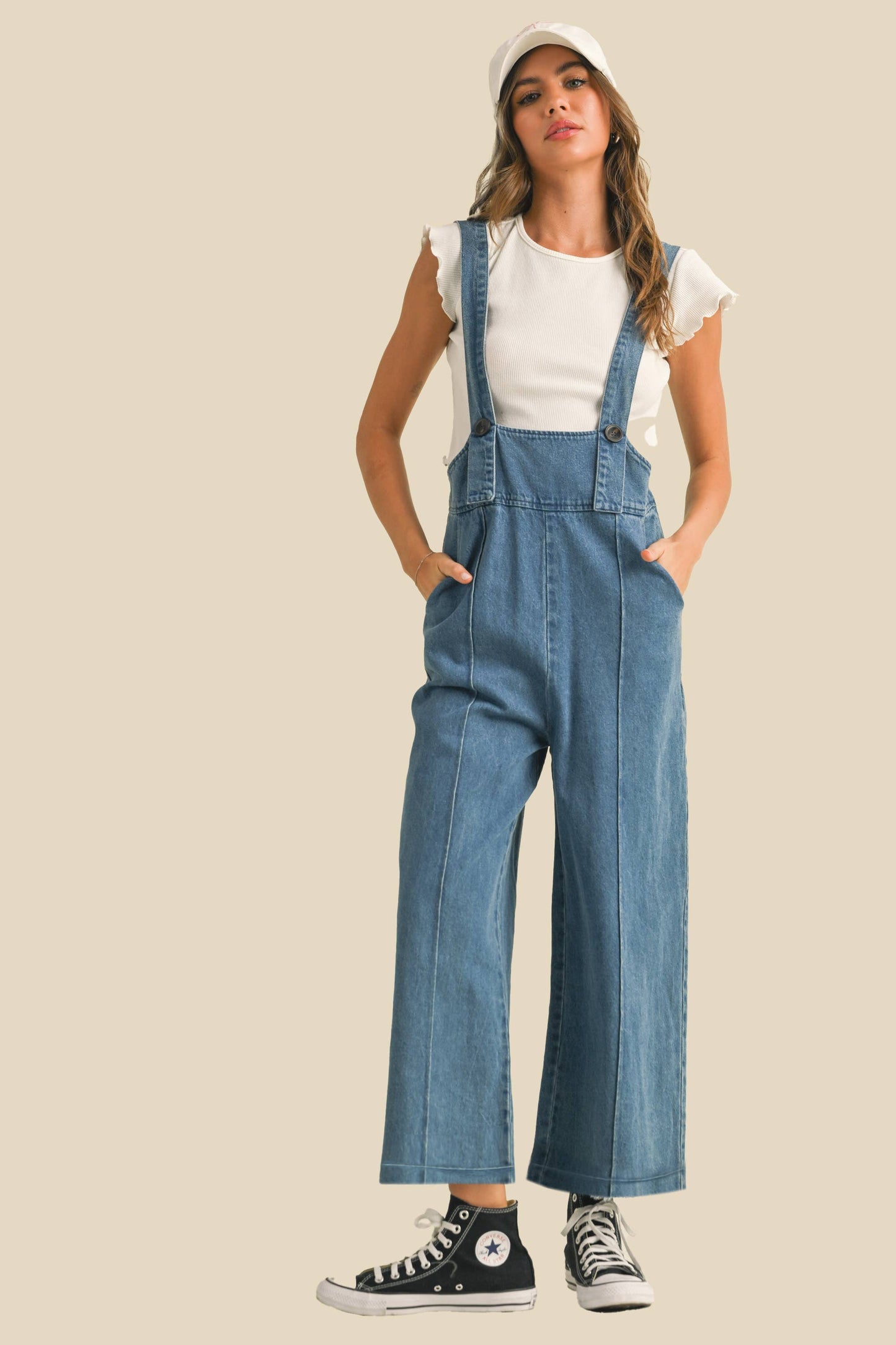 STRPAED TOP DENIM JUMPSUIT