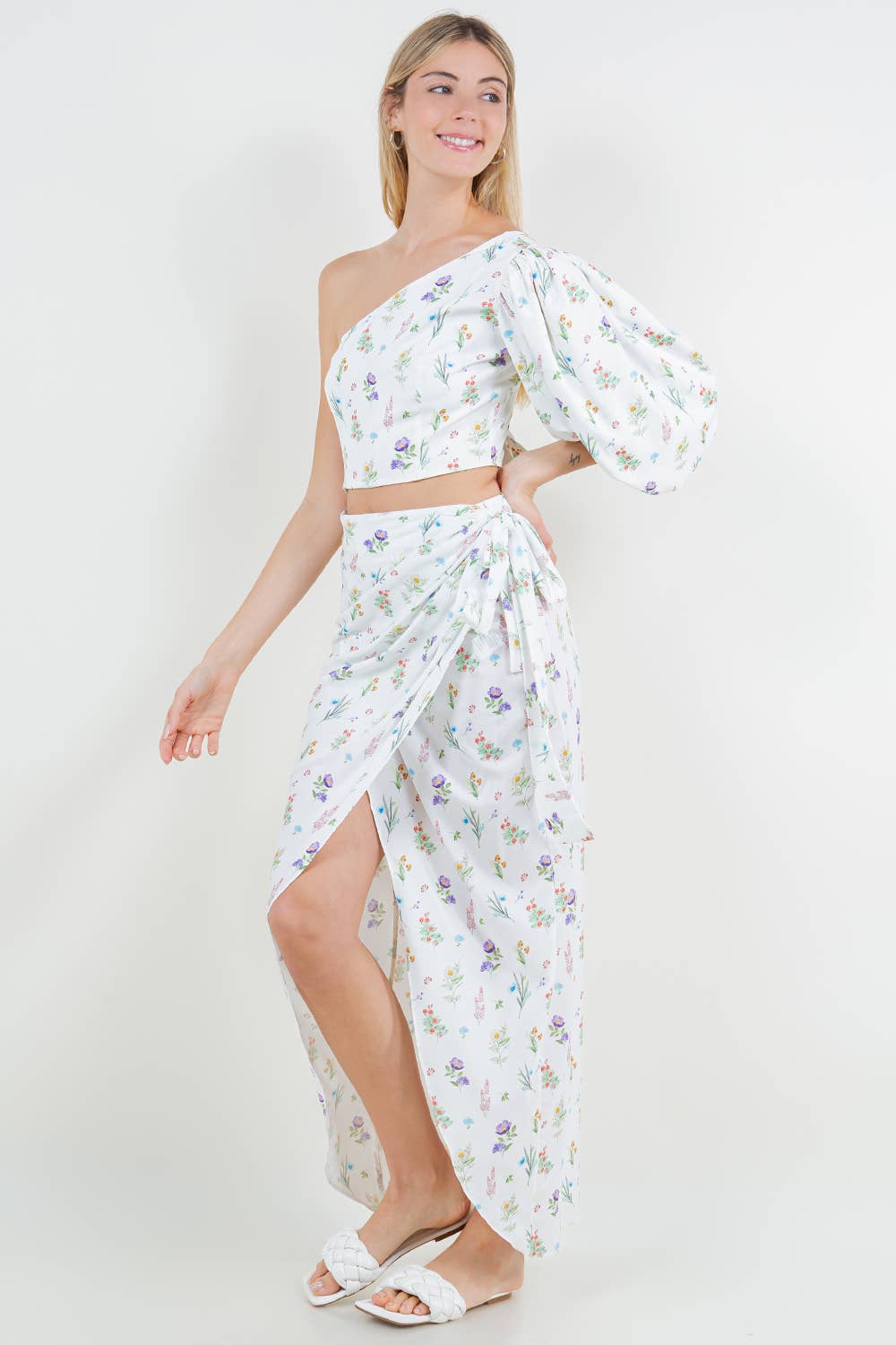 White Print Claudia Top