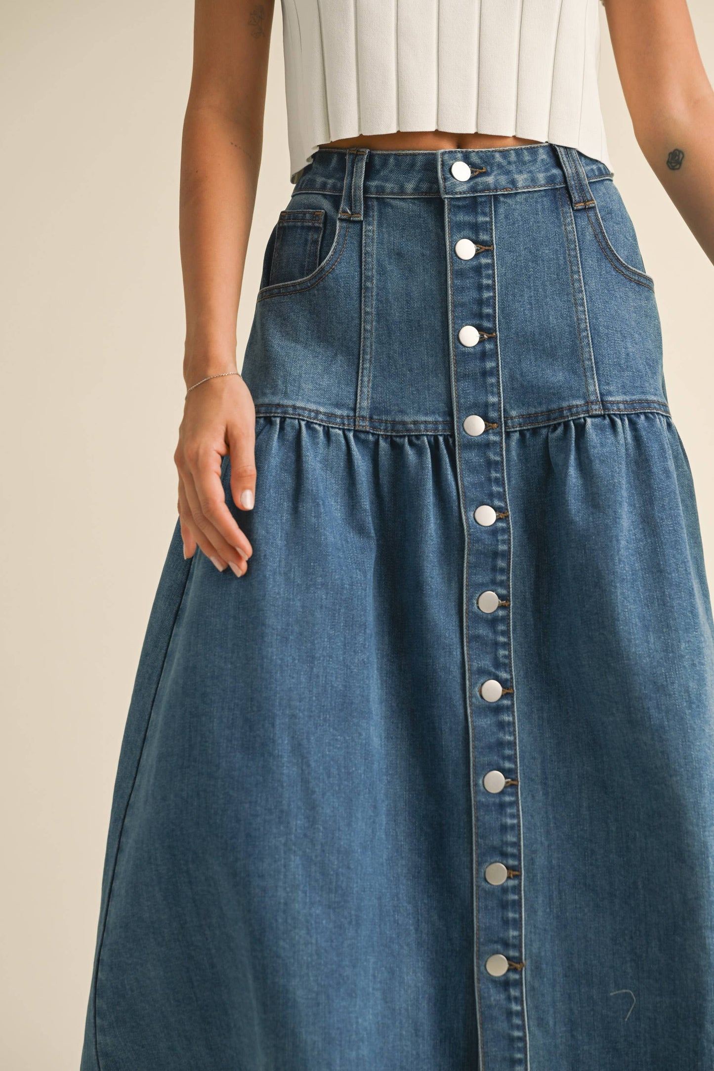BUTTONDOWN BOHEMIAN DENIM SKIRT