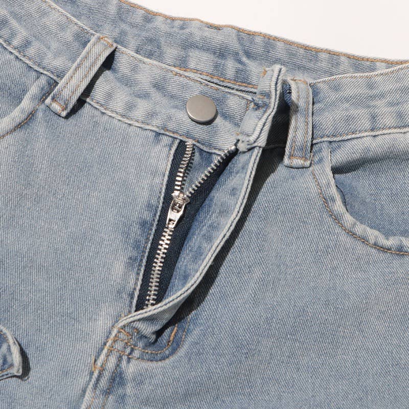 PT022Y Autumn Leaf Patchwork High Waist Denim Jeans