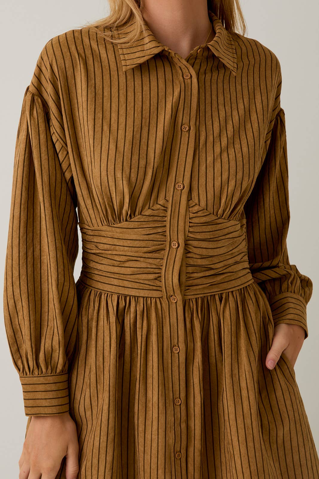 EMPIRE WAIST LONG SLEEVE FIT & FLARE MINI DRESS