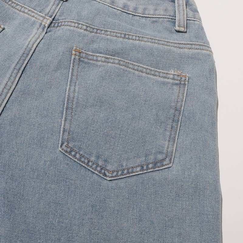 PT022Y Autumn Leaf Patchwork High Waist Denim Jeans