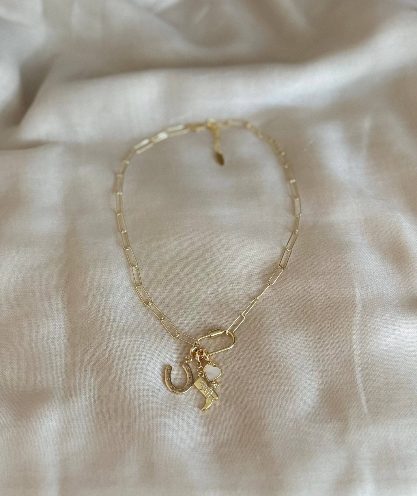 Lucky 18KT Gold Plated Pendant Necklace with Charms