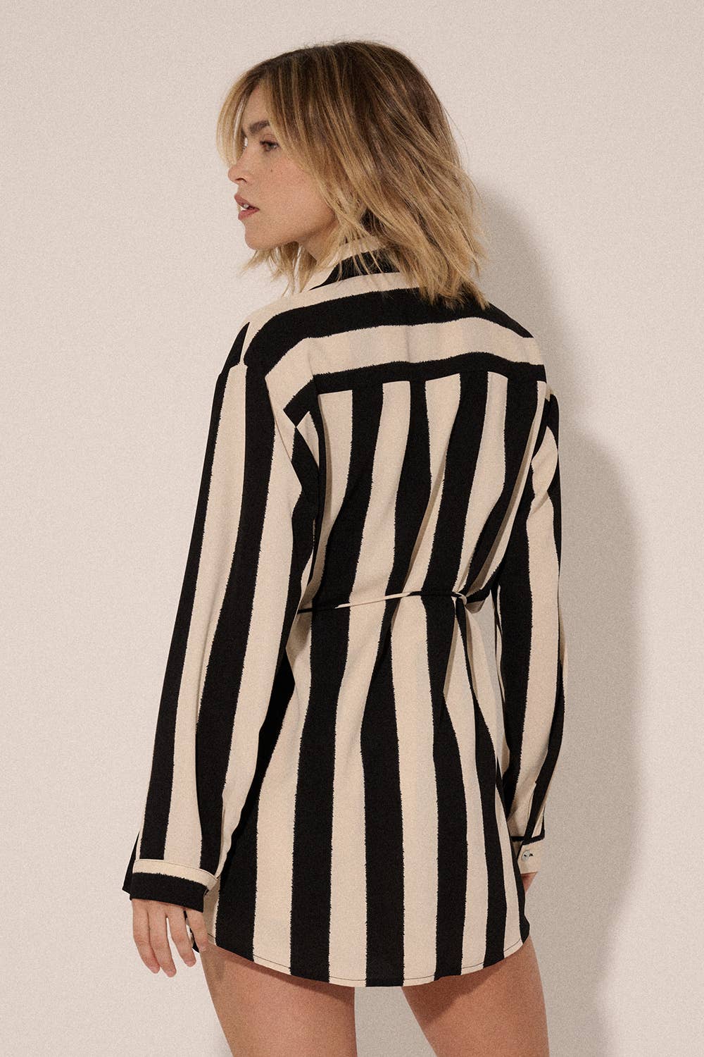 Stripped Button Front Yoke back Romper