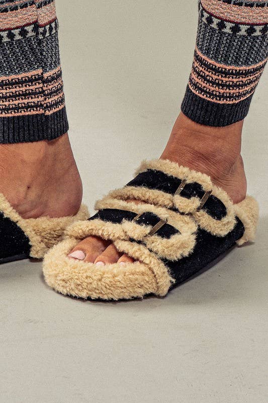 Furry and Comfy Open Toe Sandal Slipper