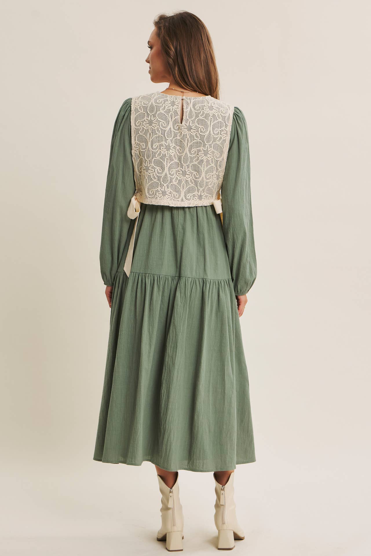 ROMANTIC WALKTHROUGH THE CITY CROCHET OVERLAY MAXI DRESS