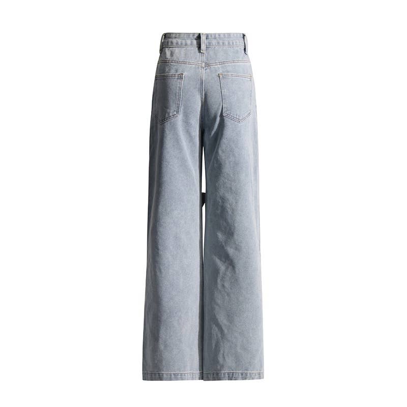 PT022Y Autumn Leaf Patchwork High Waist Denim Jeans