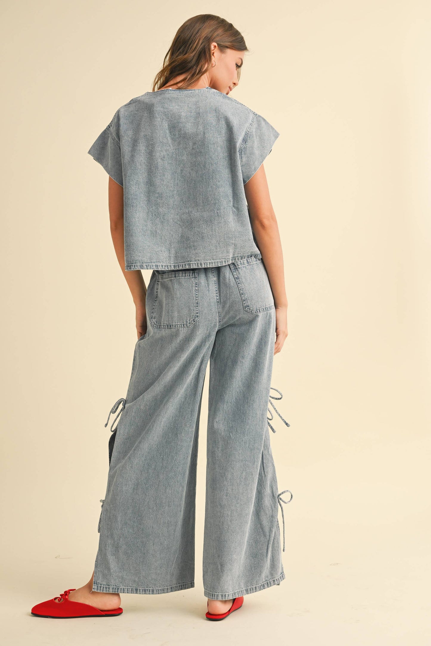 P4820ST DENIM TIED ON THE SIDE PANTS