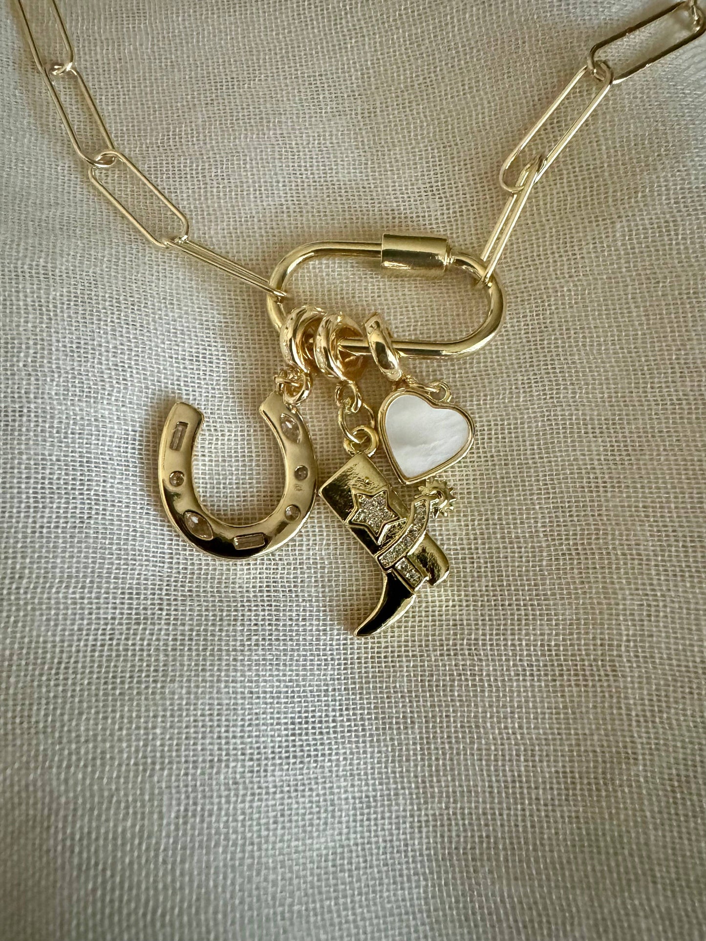 Lucky 18KT Gold Plated Pendant Necklace with Charms