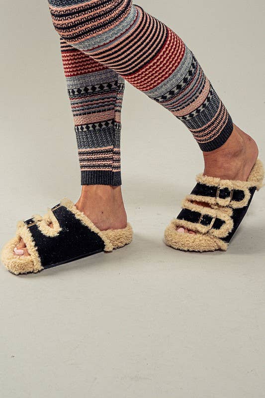 Furry and Comfy Open Toe Sandal Slipper
