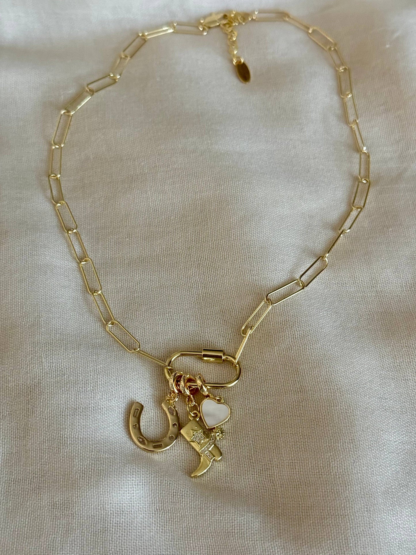 Lucky 18KT Gold Plated Pendant Necklace with Charms
