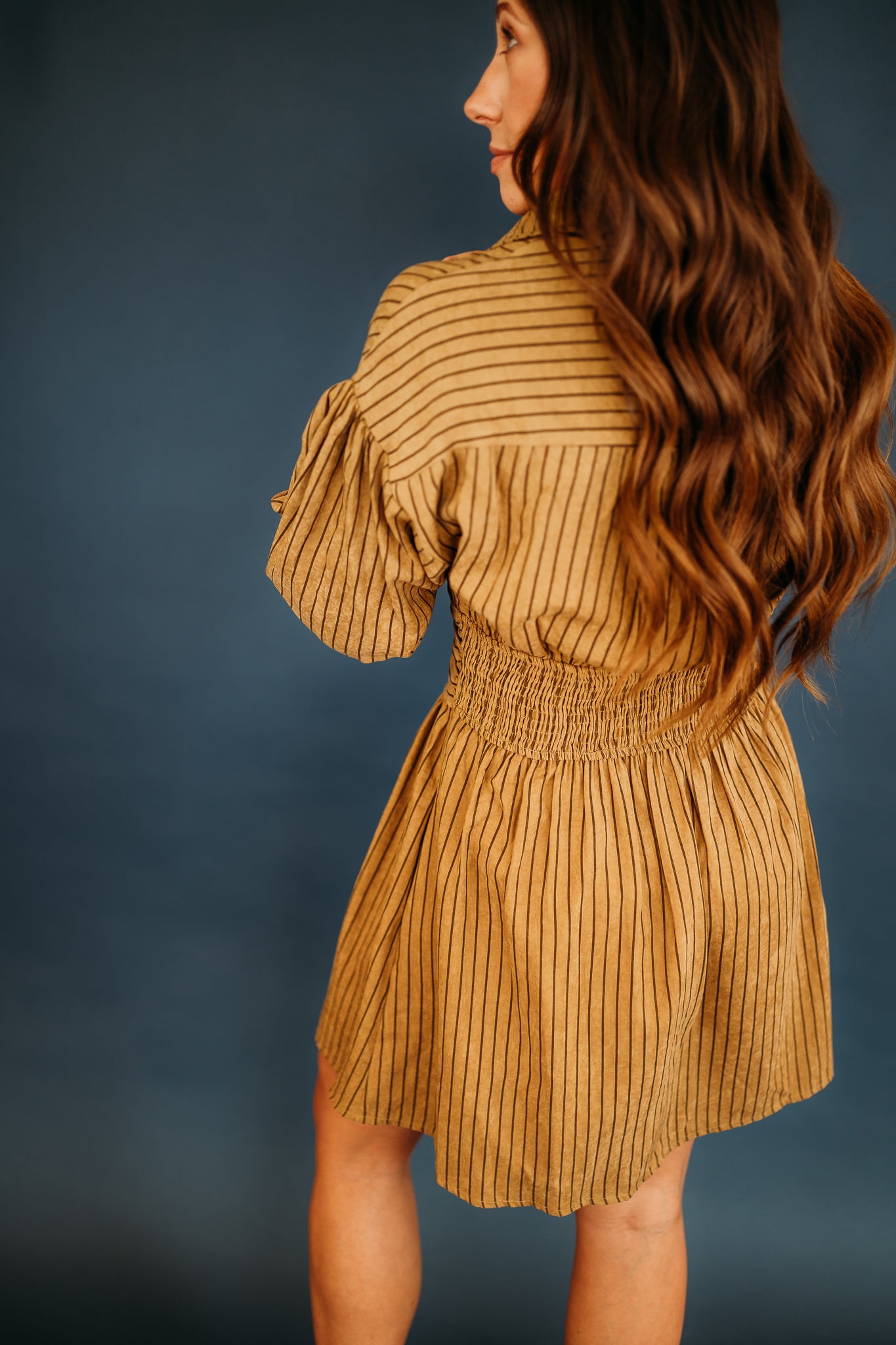 EMPIRE WAIST LONG SLEEVE FIT & FLARE MINI DRESS