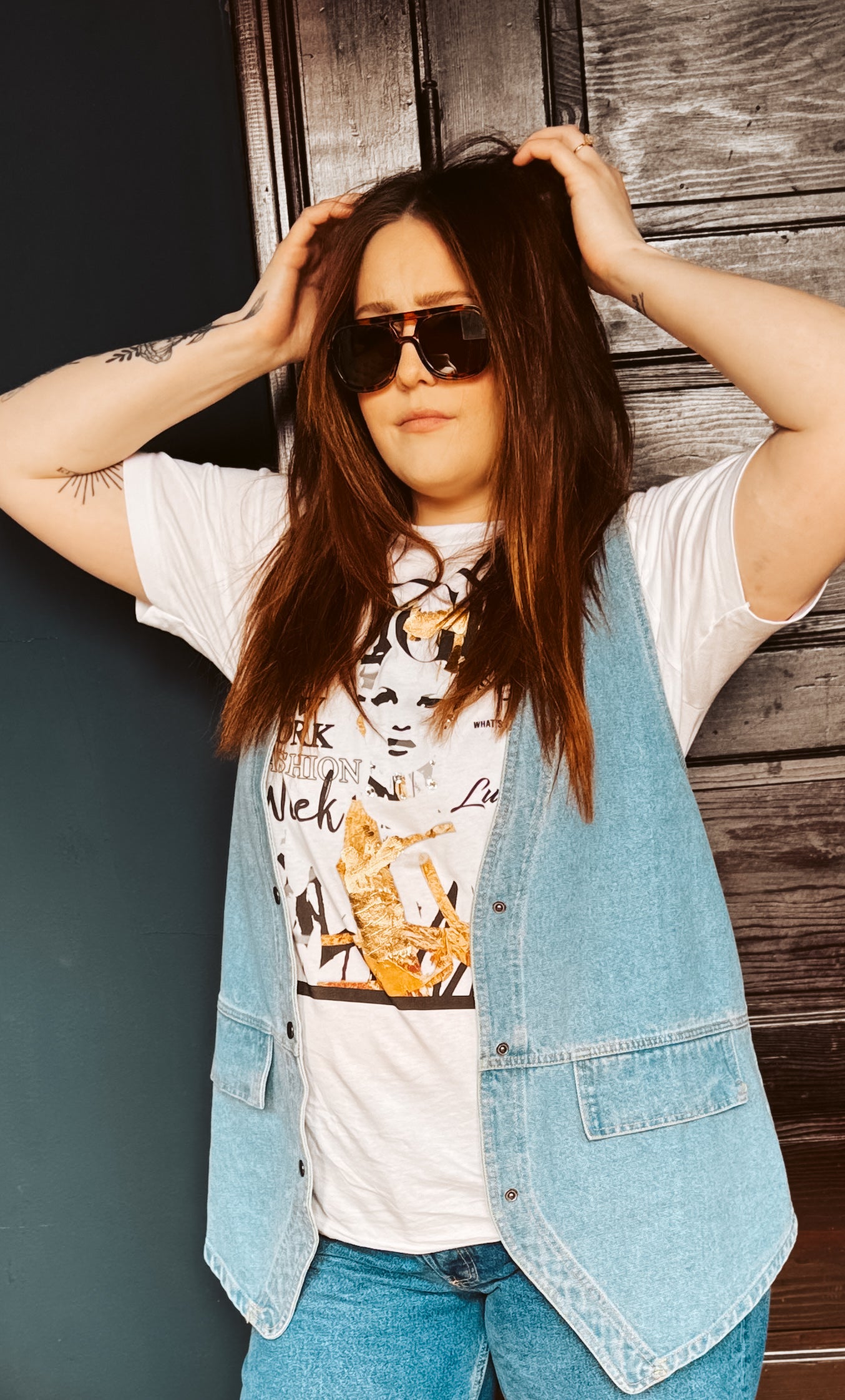Denim Snap-Front Vest