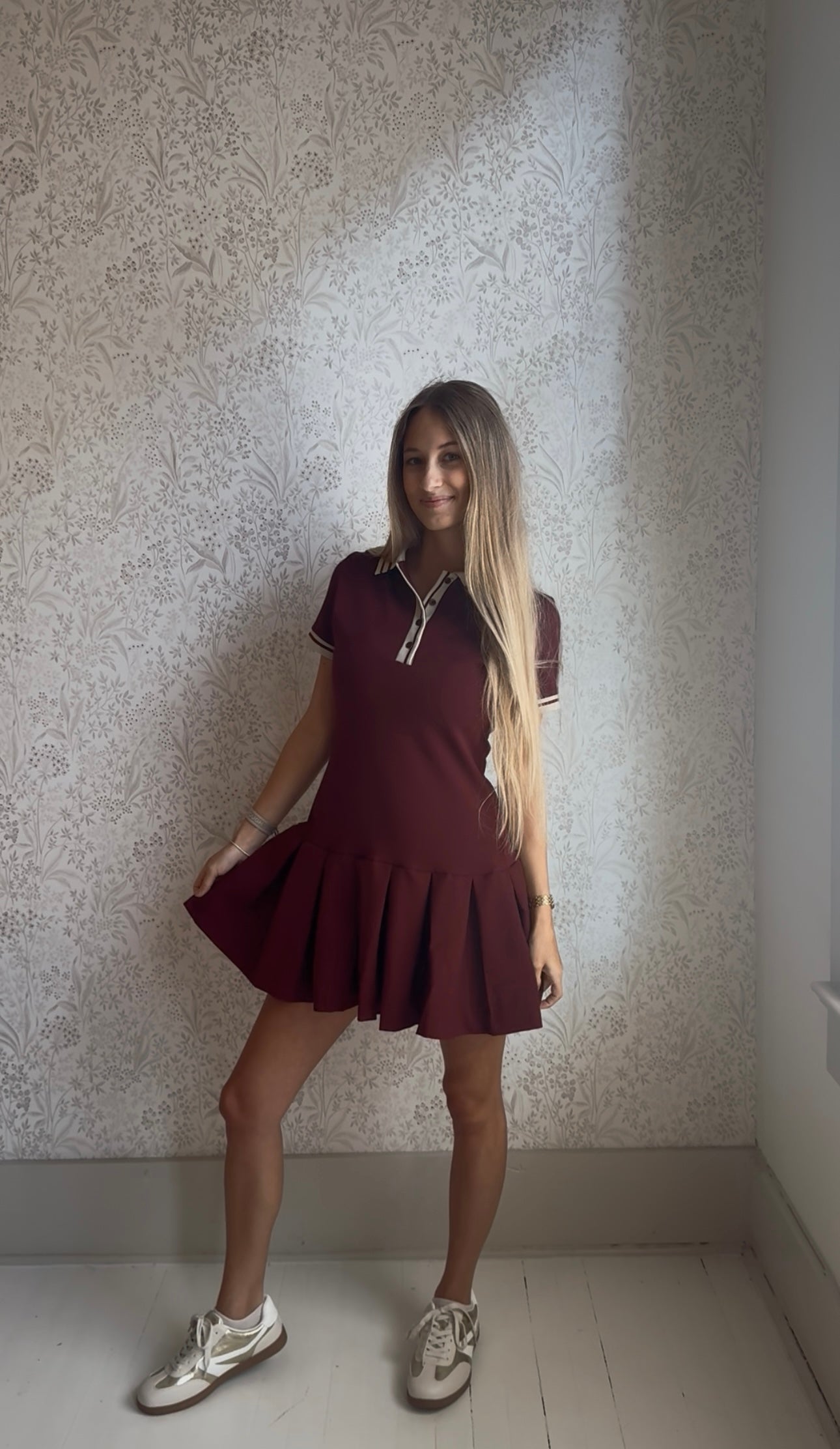 Woven Cotton Pleated Mini Shirt Dress