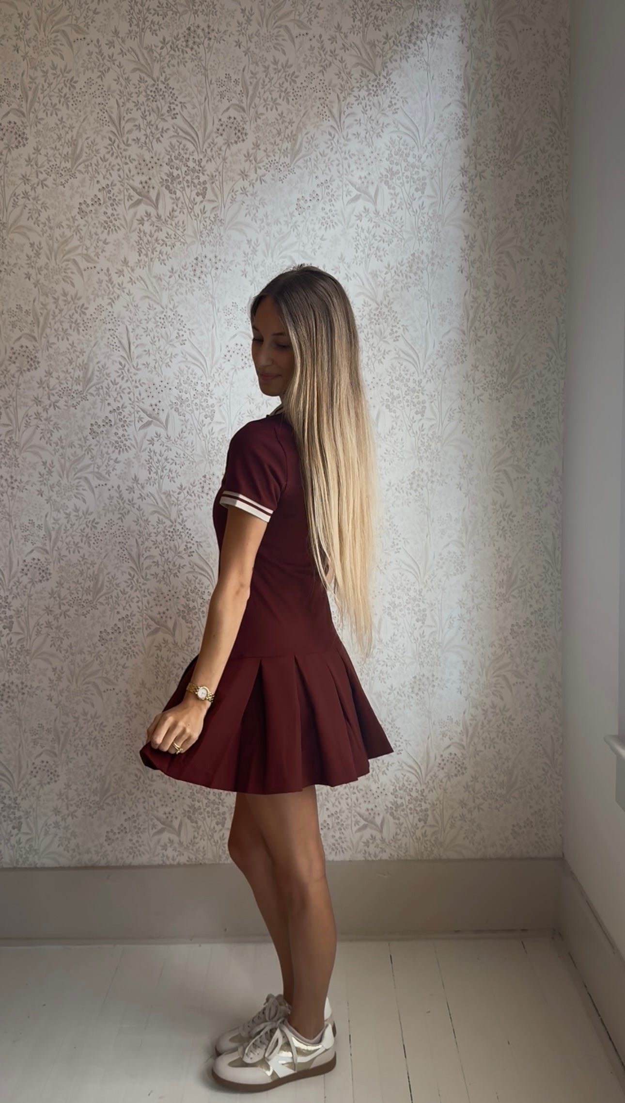 Woven Cotton Pleated Mini Shirt Dress