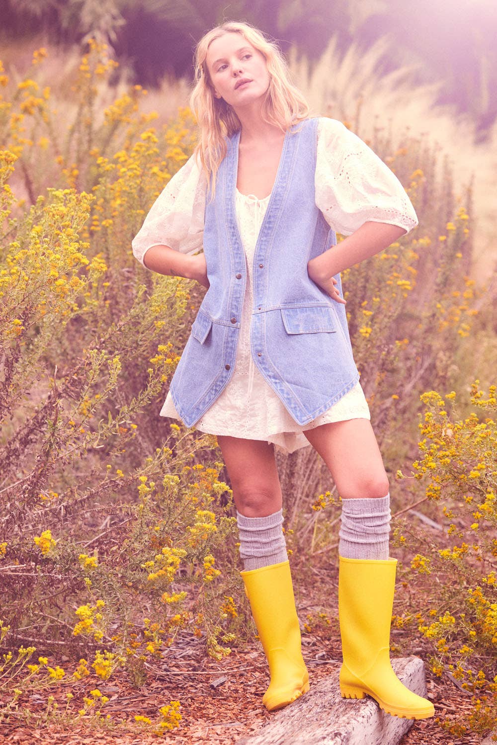 Denim Snap-Front Vest