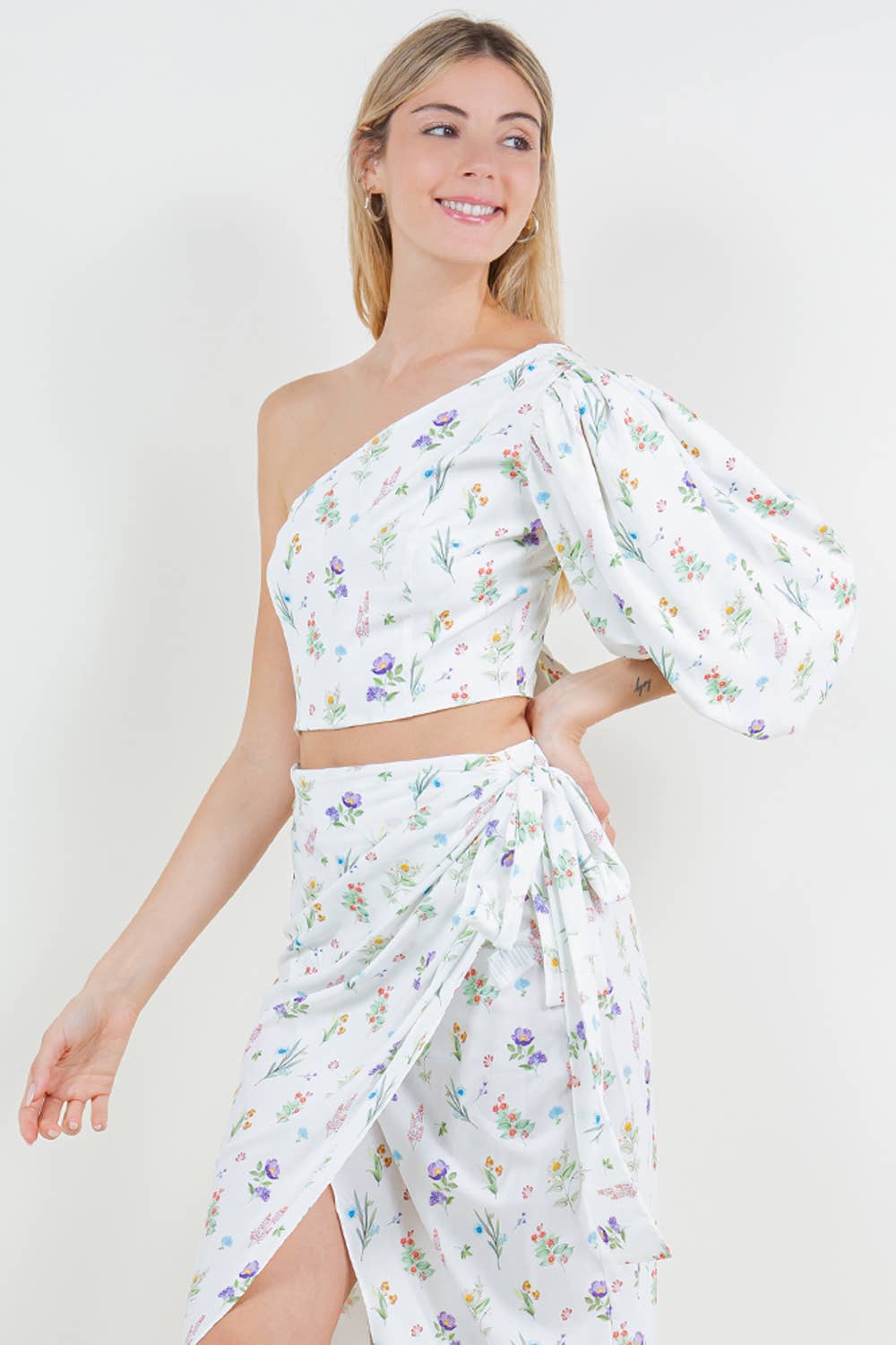 White Print Claudia Top
