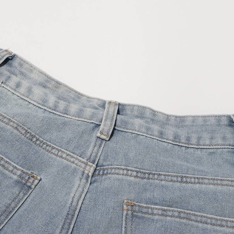 PT022Y Autumn Leaf Patchwork High Waist Denim Jeans