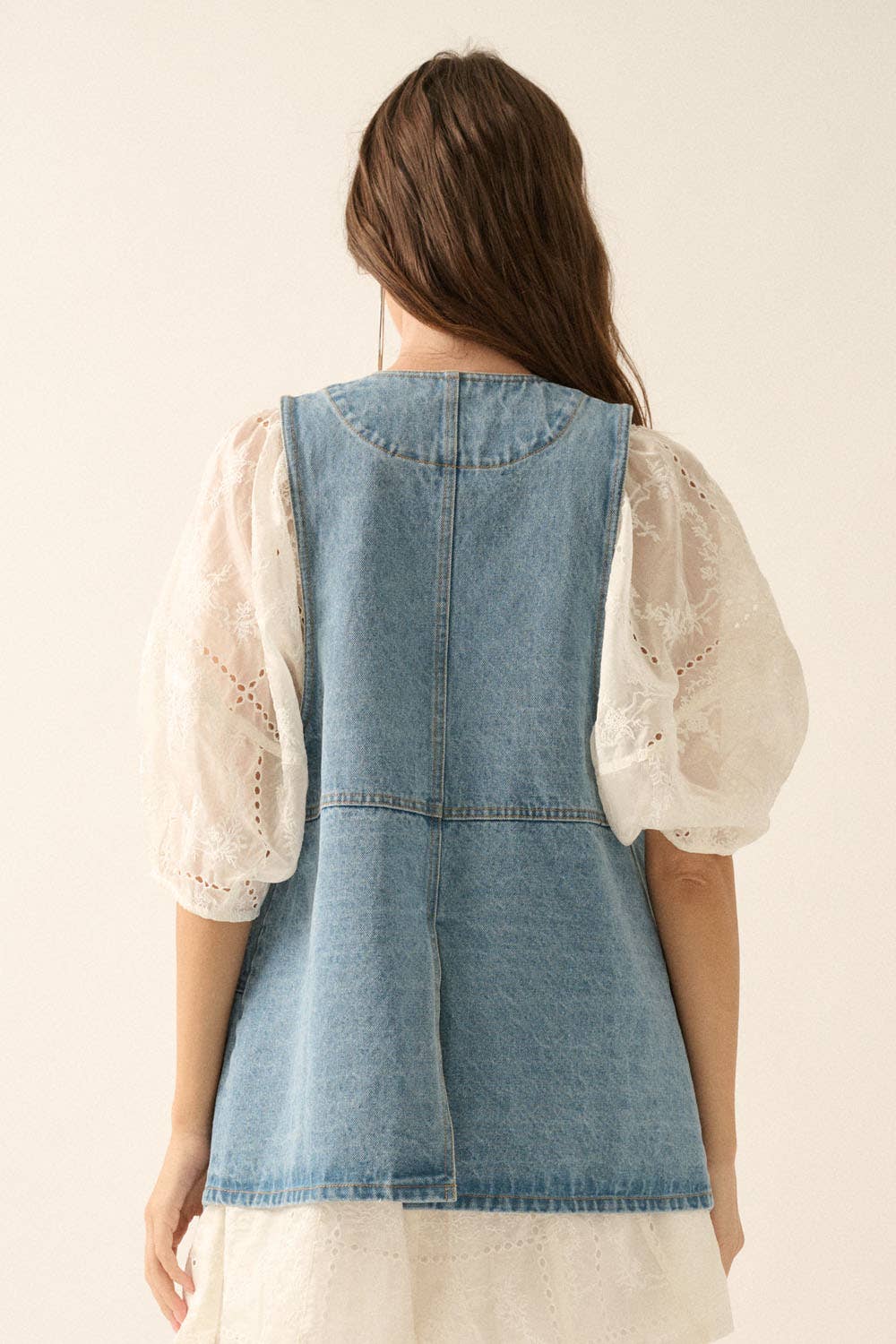 Denim Snap-Front Vest