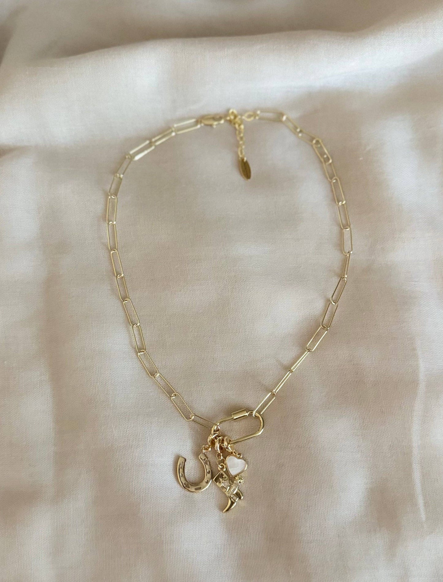 Lucky 18KT Gold Plated Pendant Necklace with Charms