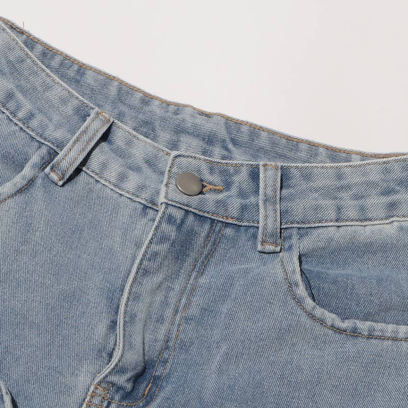 PT022Y Autumn Leaf Patchwork High Waist Denim Jeans