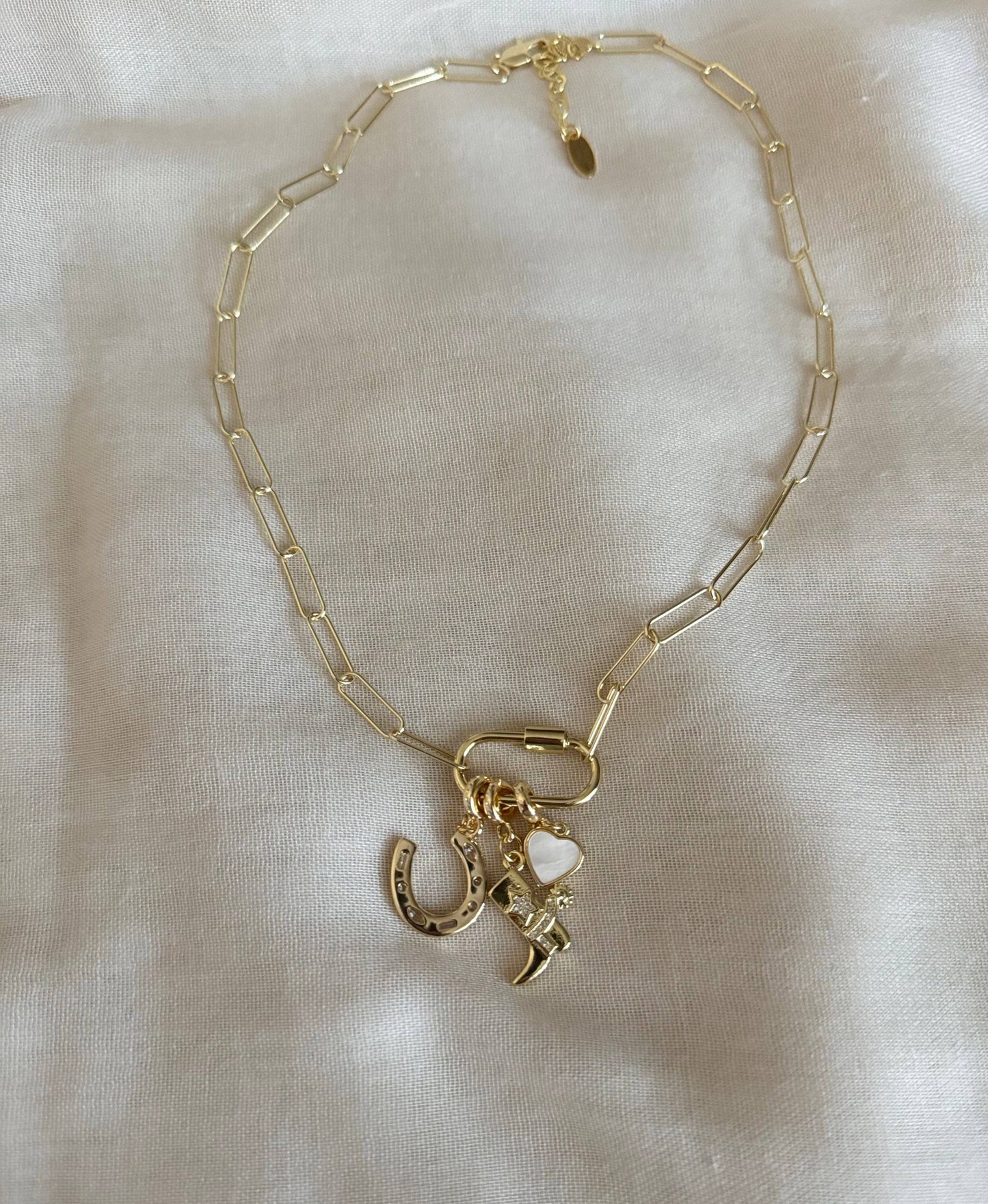Lucky 18KT Gold Plated Pendant Necklace with Charms
