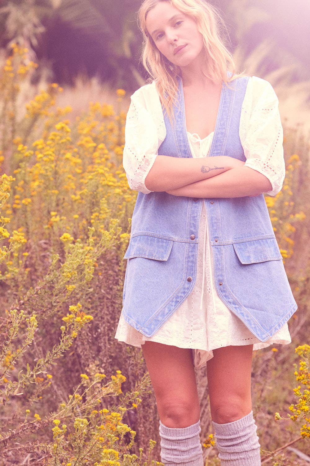 Denim Snap-Front Vest