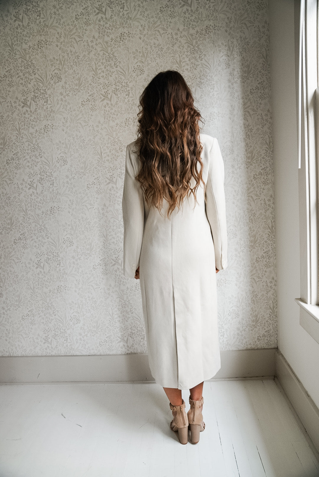 NOTCH COLLAR BUTTON FRONT LONG LINE COAT