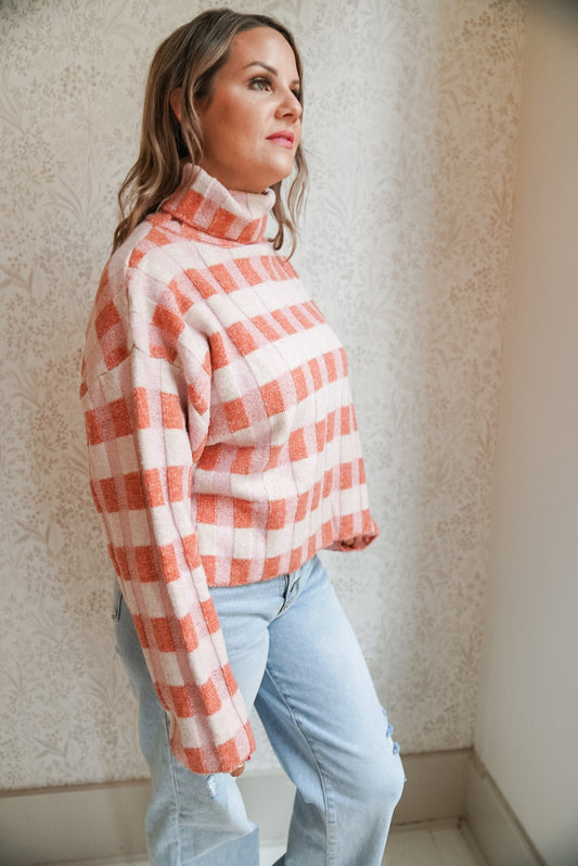 Fall Check Turtleneck Sweater