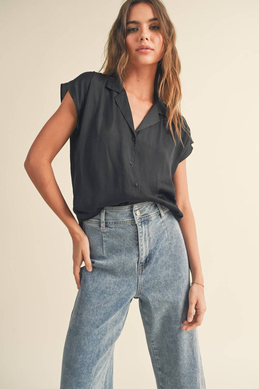 BUTTON DOWN CAP SLEEVE SHIRTS