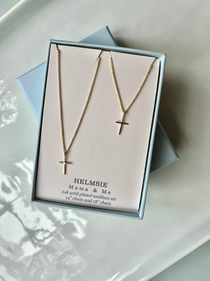 Momma + Me Cross Necklace Set