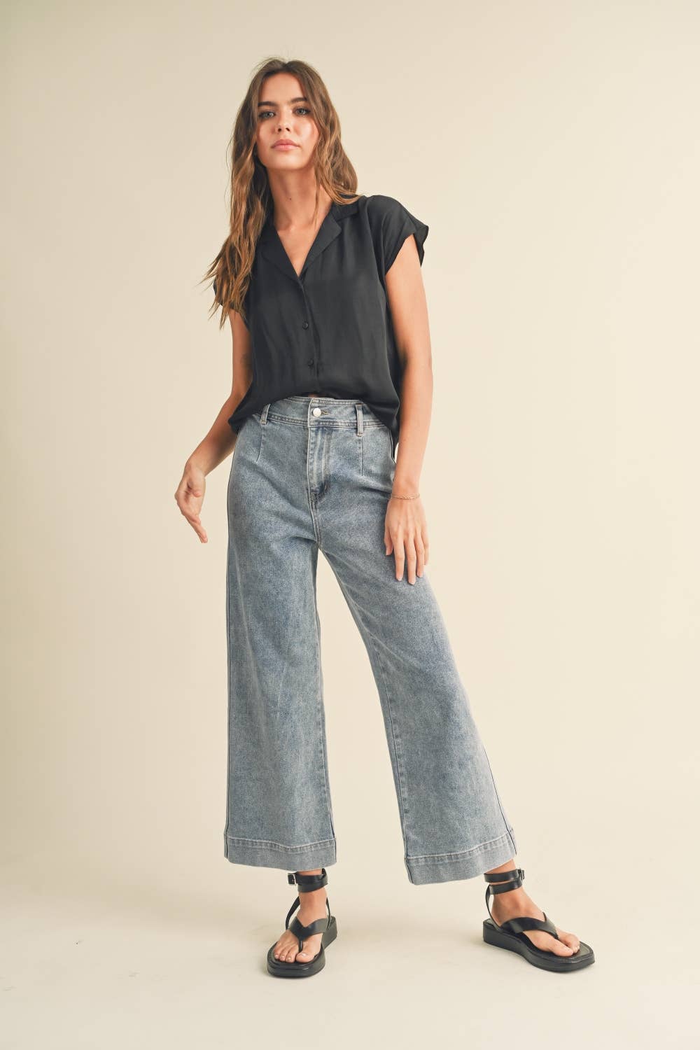 BUTTON DOWN CAP SLEEVE SHIRTS