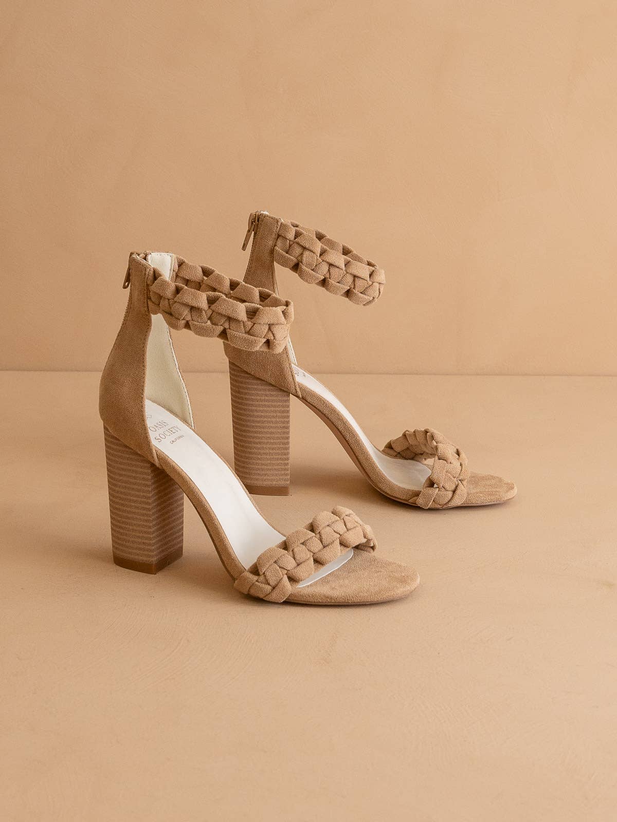 The Melody Almond | Braided Two Band Block Heel