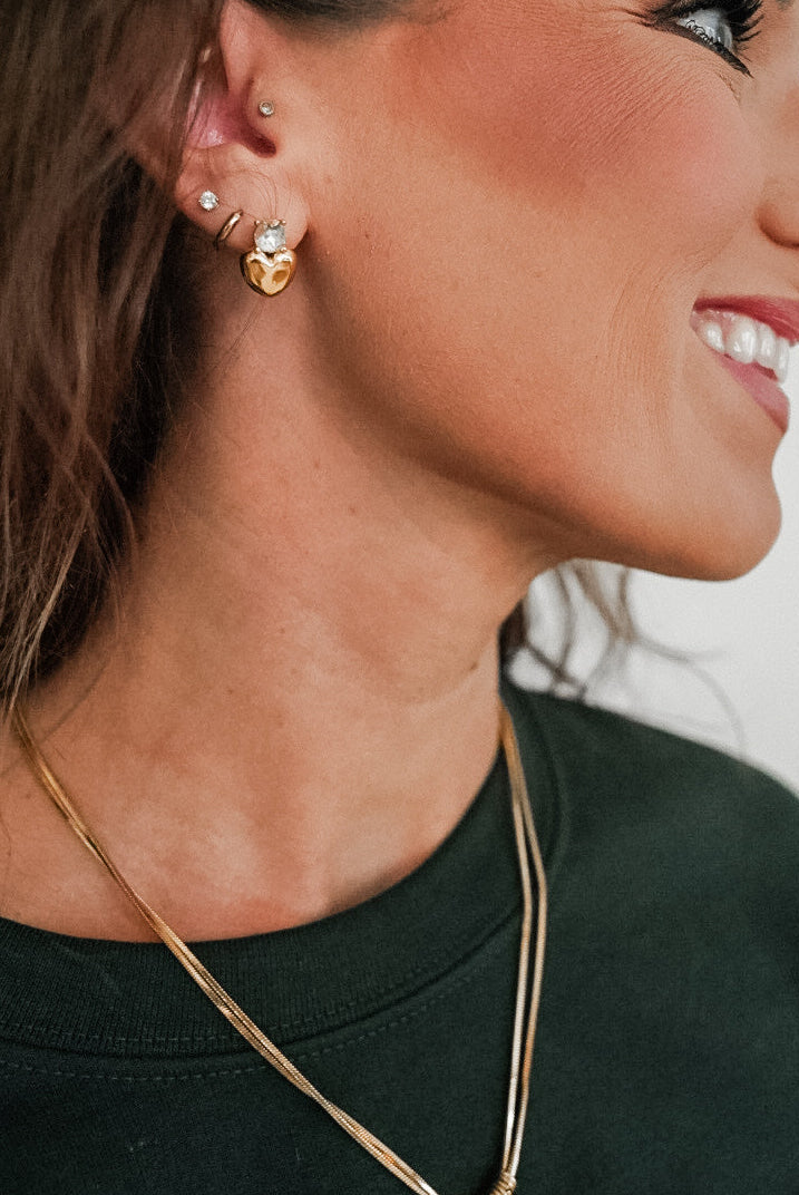 Cora Heart Studs | CZ Heart Earrings