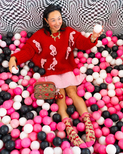 Cherry Bow Ruffle Sheer Crew Sock