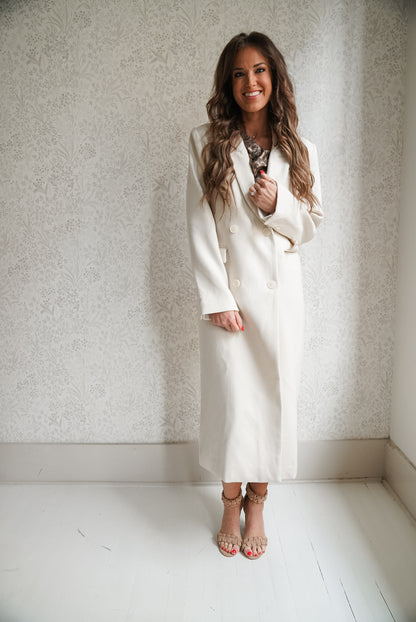 NOTCH COLLAR BUTTON FRONT LONG LINE COAT