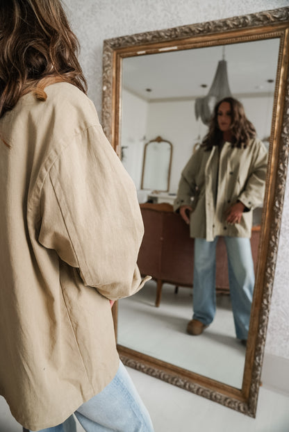 Woven Cotton Contrast Corduroy Utility Jacket