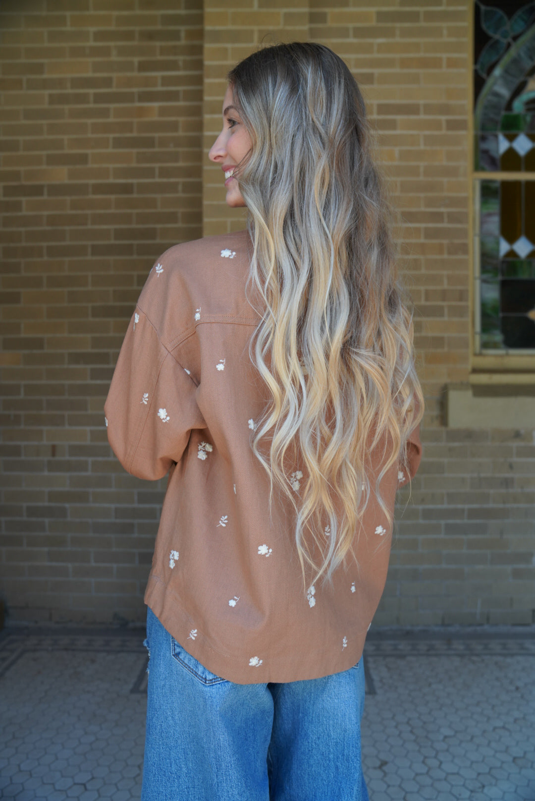 EMBOIDERY COTTON TWILL OVERSIZED UTILITY JACKET