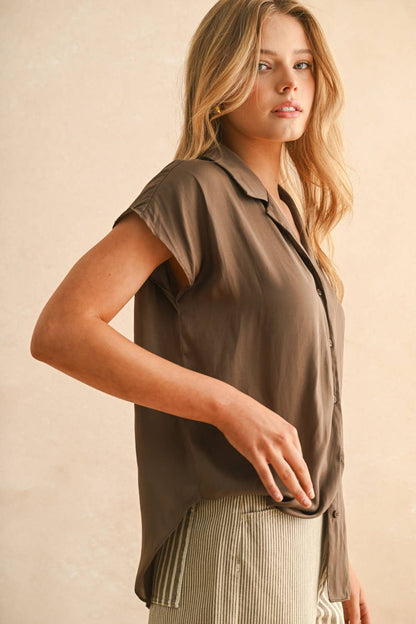 BUTTON DOWN CAP SLEEVE SHIRTS