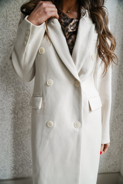 NOTCH COLLAR BUTTON FRONT LONG LINE COAT