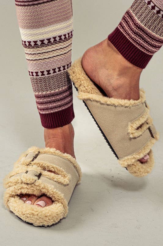 Furry and Comfy Open Toe Sandal Slipper